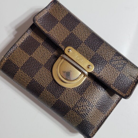 Louis Vuitton Brown Damier Ebene Canvas Koala Compact Wallet - Picture 1 of 12
